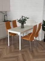 Обеденная группа: Стол Эльдо ЛДСП (120х70) (белый) + Стулья Айви (матовый хром)