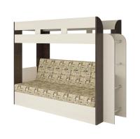 Кровать-диван Карамель 75 (анкор светлый/бодега тёмный/ткань газета)