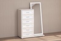 Комод Кэт-4 с зеркалом (бодега светлый/кайман белый)