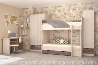 Детская Бриз МДФ (волна, ясень шимо светлый/шоколад) вариант 3