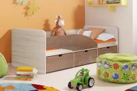 Кровать Бриз-3 МДФ (квадрат, ясень шимо светлый/шоколад)