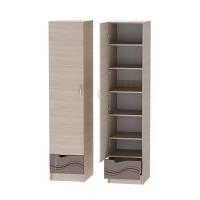 Шкаф 1-дверный Бриз МДФ (волна, ясень шимо светлый/шоколад)