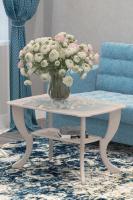 Стол журнальный Маэстро со стеклом СЖС-01 (дуб беленый)