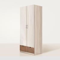 Шкаф 2-х дверный Бриз МДФ (квадрат, ясень шимо светлый/шоколад)