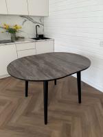 Стол обеденный раздвижной Универсальный круглый (чёрный/сосна пасадена)