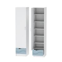 Шкаф 1-дверный Бриз МДФ (волна, белый/антарктида)