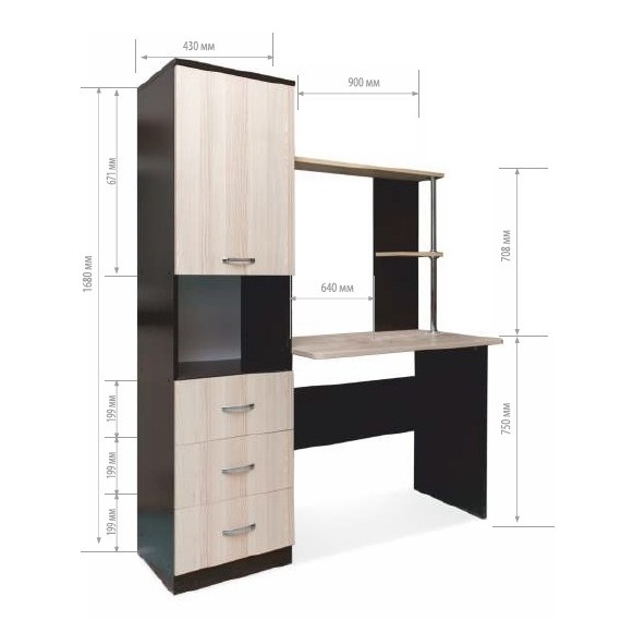 Стол компьютерный СК-8 Бител (венге/ясень шимо светлый)