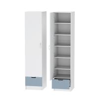 Шкаф 1-дверный Бриз МДФ (полосы, белый/антарктида)