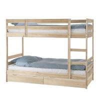 Кровать двухъярусная массив Пирус с ящиками для покраски