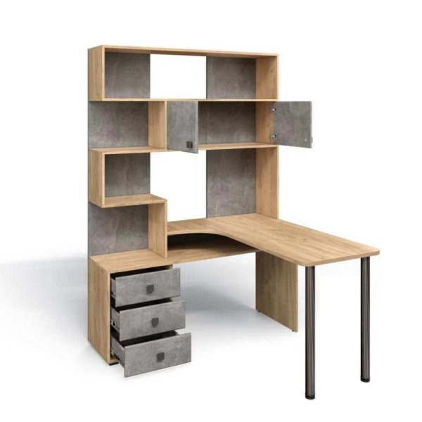 Стол компьютерный СК-10 Бител ПРАВЫЙ (дуб крафт золотой/ателье светлое)