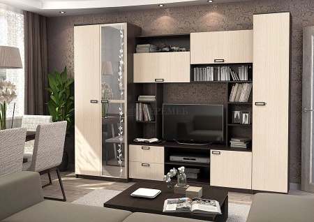 Стенка Аллегро вариант 6 ЛДСП (венге/дуб белфорт)