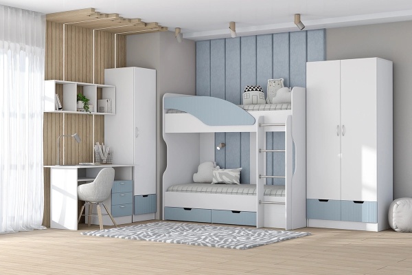 Стол письменный Бриз МДФ (полосы, белый/антарктида)