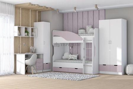 Стол письменный Бриз МДФ (полосы, белый/ирис)