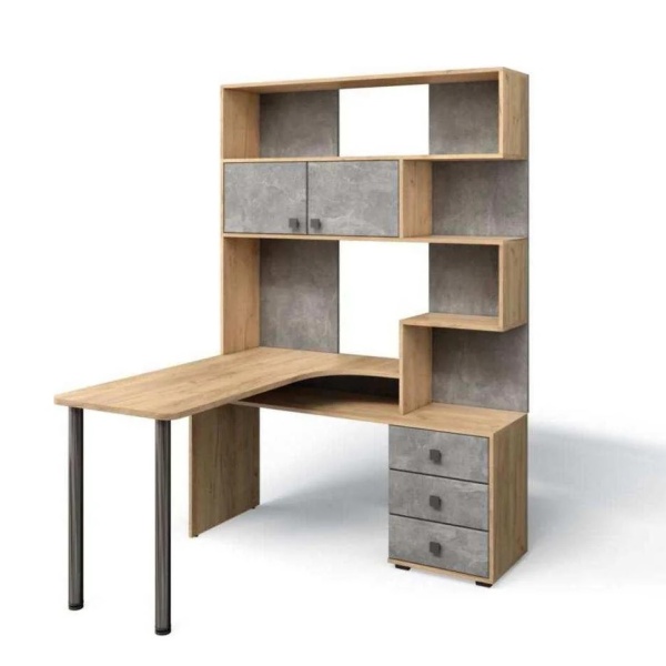 Стол компьютерный СК-10 Бител ЛЕВЫЙ (дуб крафт золотой/ателье светлое)