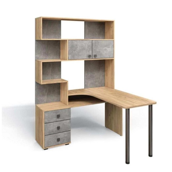 Стол компьютерный СК-10 Бител ПРАВЫЙ (дуб крафт золотой/ателье светлое)