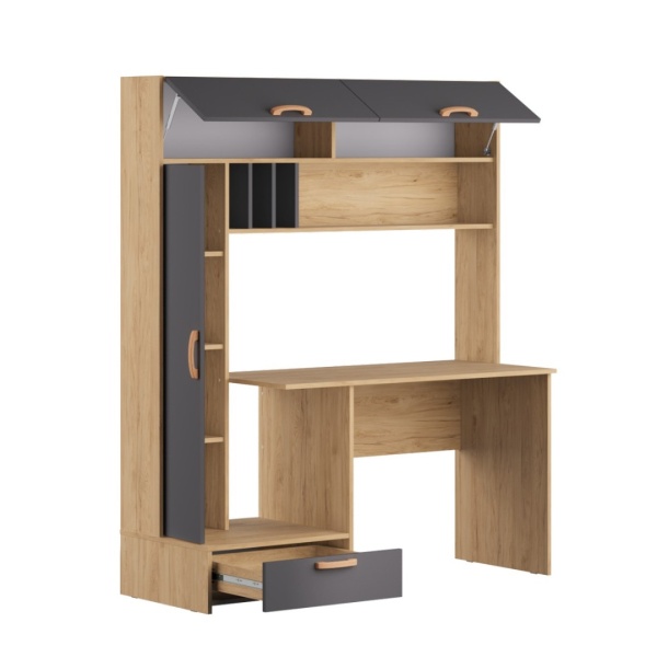 Стол письменный Лайт 03.243 Н (гикори рокфорд натуральный/тёмно-серый)