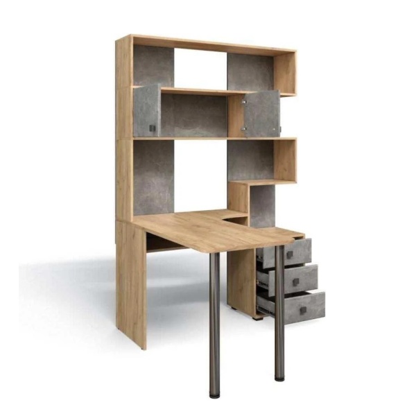 Стол компьютерный СК-10 Бител ЛЕВЫЙ (дуб крафт золотой/ателье светлое)