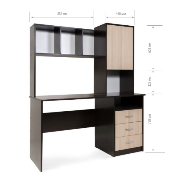 Стол компьютерный СК-9 Бител (венге/ясень шимо светлый)