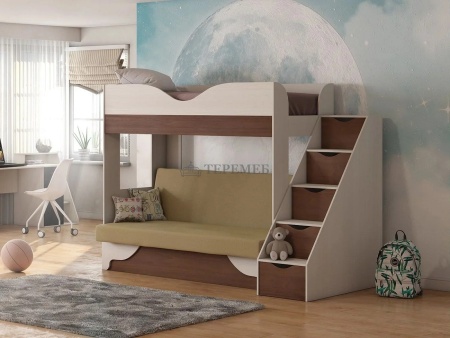 Двухъярусная диван-кровать Латте 77-01 (бодега светлый/орех/бежевый)