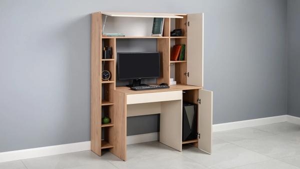 Стол компьютерный Комфорт 12.71 (гикори рокфорд натуральный/сатин)