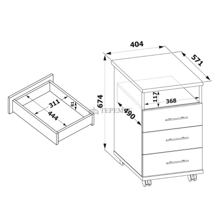 Тумба подкатная Сокол КТ-12 (белый)