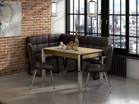 Стол обеденный раздвижной МИЛАН-3 (хром/дуб сонома)