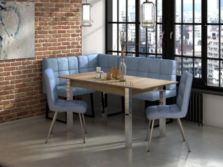 Стол обеденный раздвижной МИЛАН-3 (хром/дуб крафт золотой)