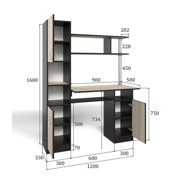 Стол компьютерный СК-7 Бител (венге/ясень шимо светлый)