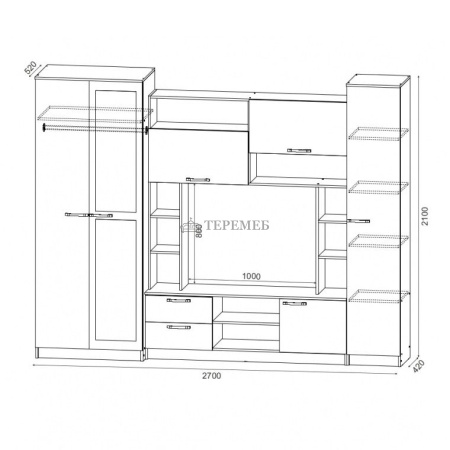 Стенка Аллегро вариант 6 ЛДСП (венге/дуб белфорт)