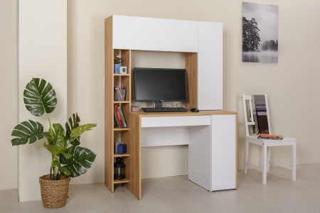 Стол компьютерный Комфорт 12.71 (дуб крафт золотой/белая аляска)