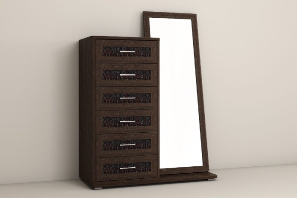 Комод Кэт-4 с зеркалом (венге/кайман коричневый)