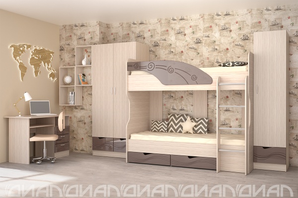 Стол письменный Бриз МДФ (волна, ясень шимо светлый/шоколад)